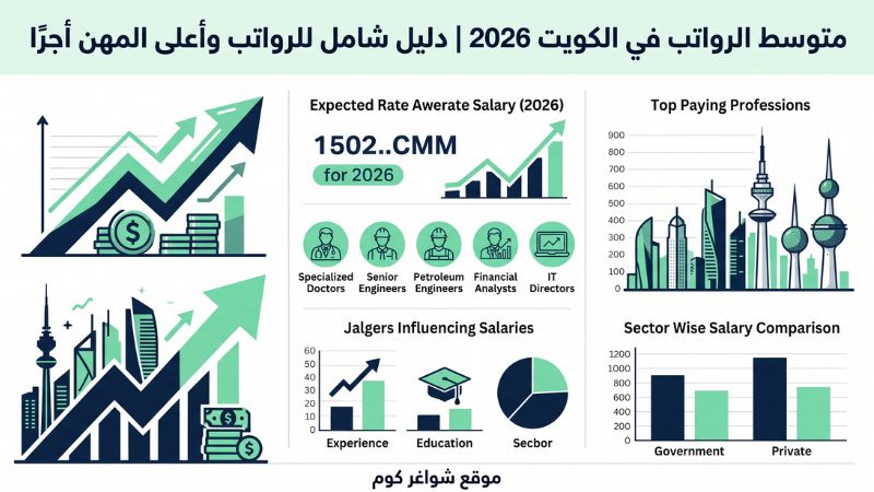 متوسط الرواتب في الكويت 2026 | دليل شامل للرواتب وأعلى المهن أجرًا