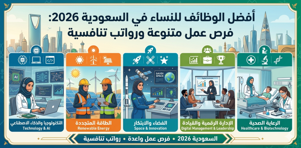 أفضل الوظائف للنساء في السعودية 2026: فرص عمل متنوعة ورواتب تنافسية